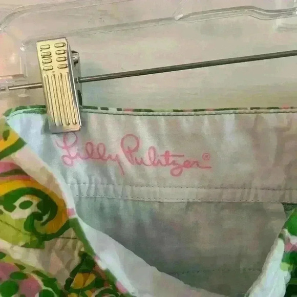 Lilly Pulitzer Callahan Shorts Size 00 Green And Pink Leaf Pattern Beach Pool - Picture 4 of 6
